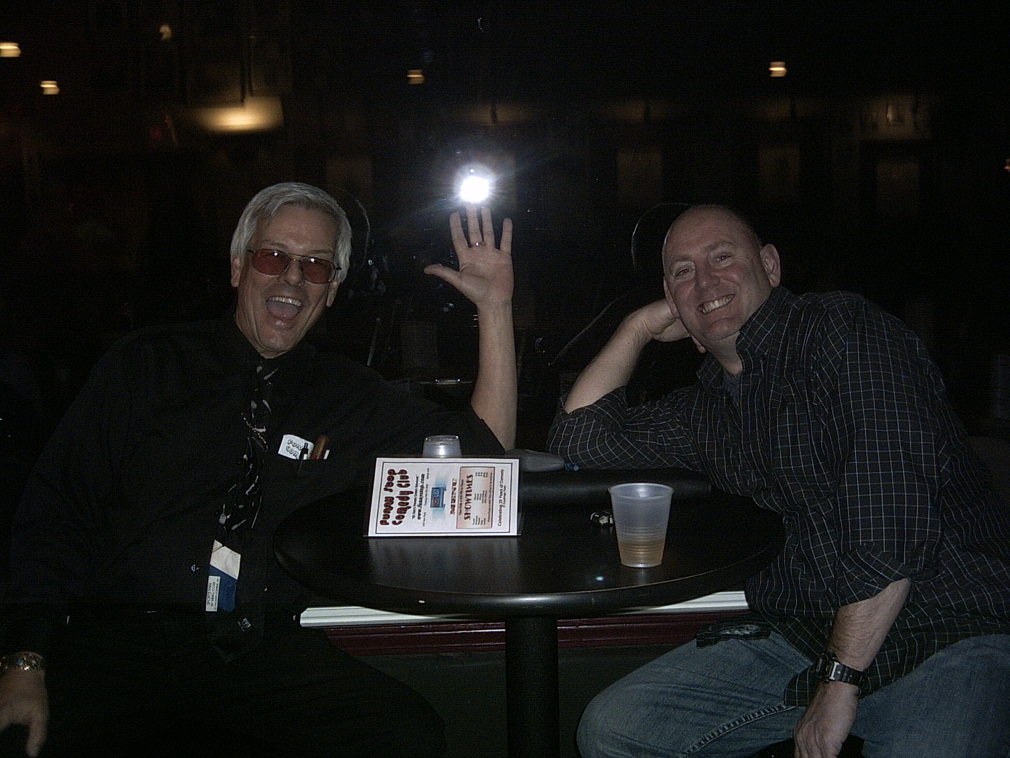 Oscar and Marv at the Funny Stop Bar!